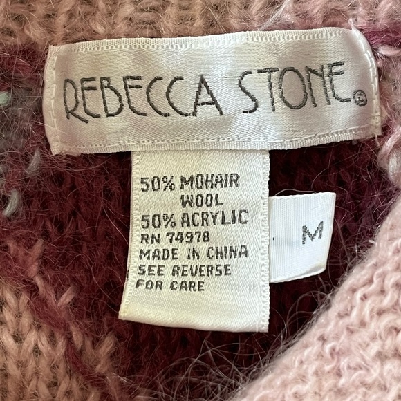 VINTAGE 80’s Argyle Design Mohair Blend Sweater Size Medium Retro Warm - Picture 8 of 12